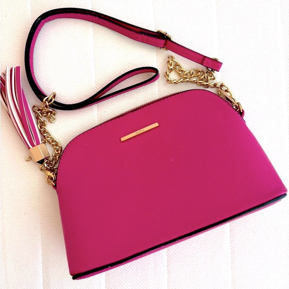 Aldo Pink Crossbody Bag with Gold Hardware and Tassel